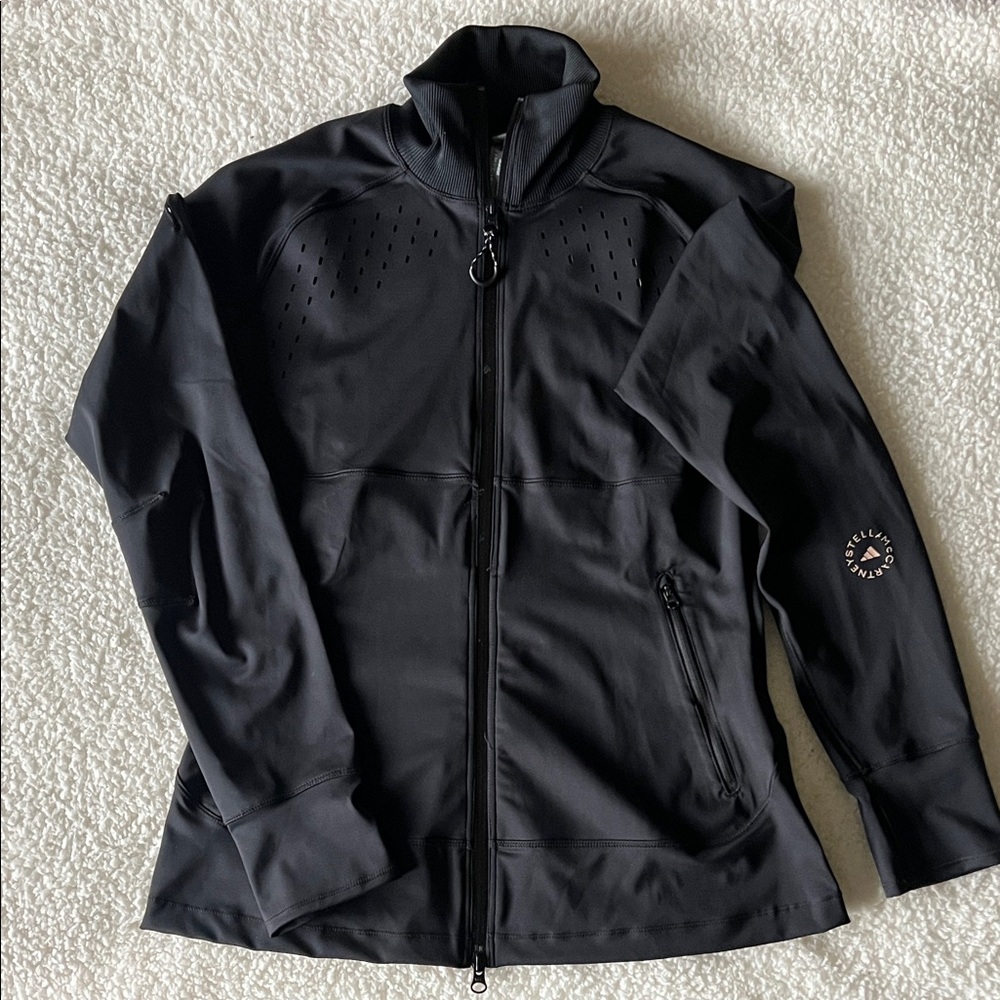 Adidas by Stella McCartney Black Perforated Full-Zip Athletic Jacket